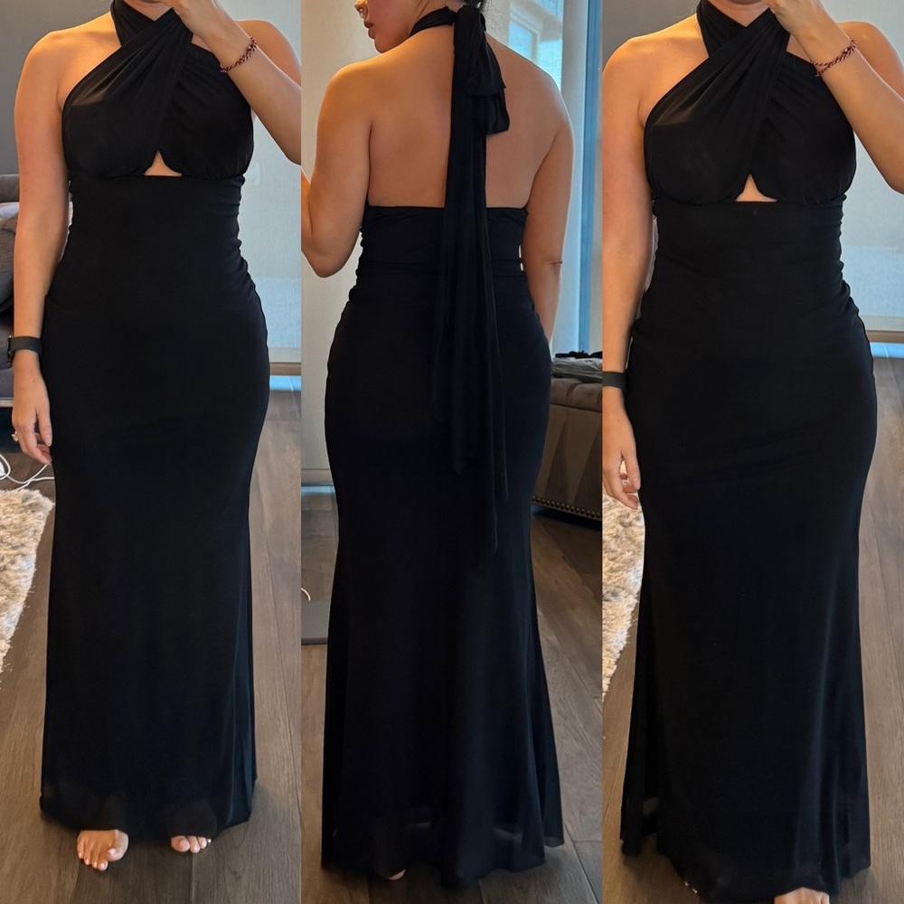 Elegant Black Halter Maxi Dress